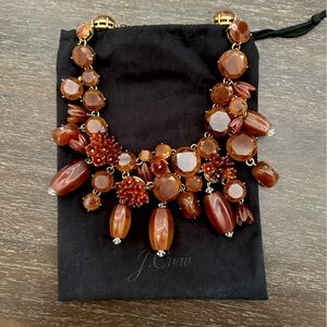 J Crew Brown Flower Statement Necklace